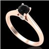 Image 1 : 0.4 ctw Fancy Black Diamond Engagment Art Deco Ring 18k Rose Gold - REF-25F2M