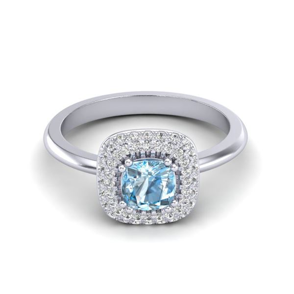 1.16 ctw Sky Blue Topaz & Micro VS/SI Diamond Ring Halo 18k White Gold - REF-54K3Y