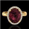 Image 1 : 2.50 ctw Garnet & Micro Pave VS/SI Diamond Ring 18k Yellow Gold - REF-38F8M