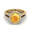 Image 1 : 3 ctw Citrine & Micro VS/SI Diamond Halo Solitaire Ring 18k Yellow Gold - REF-55Y2X