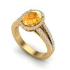 Image 2 : 3 ctw Citrine & Micro VS/SI Diamond Halo Solitaire Ring 18k Yellow Gold - REF-55Y2X