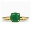 Image 1 : 2 ctw Cushion Cut Emerald Solitaire Engagment Ring 18k Yellow Gold - REF-33A4N