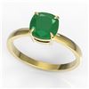 Image 2 : 2 ctw Cushion Cut Emerald Solitaire Engagment Ring 18k Yellow Gold - REF-33A4N