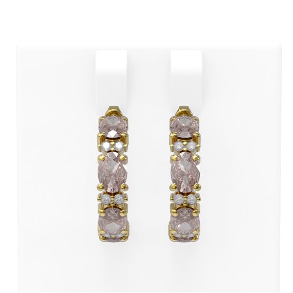 6.49 ctw Morganite & Diamond Earrings 18K Yellow Gold - REF-142R5K