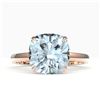 Image 1 : 4.50 ctw Cushion Aquamarine Designer Engagment RNG 14k Rose Gold - REF-53Y5X