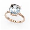 Image 2 : 4.50 ctw Cushion Aquamarine Designer Engagment RNG 14k Rose Gold - REF-53Y5X