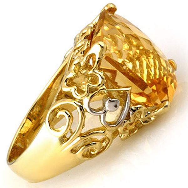 10.03 ctw Citrine & Diamond Ring 10k Yellow Gold - REF-32H2R