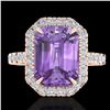 Image 1 : 5.03 ctw Amethyst & Micro Pave VS/SI Diamond Ring 14k Rose Gold - REF-39Y8X