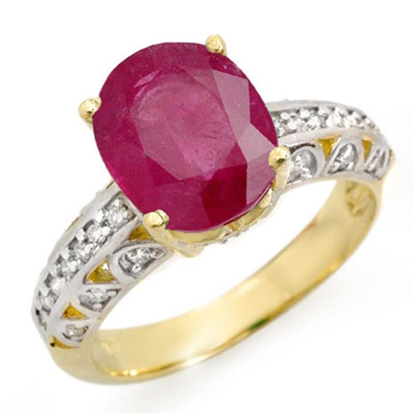 4.83 ctw Ruby & Diamond Ring 10k Yellow Gold - REF-39K2Y