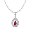 Image 2 : 1.15 ctw Ruby & Micro Pave VS/SI Diamond Necklace 14k White Gold - REF-49R3K