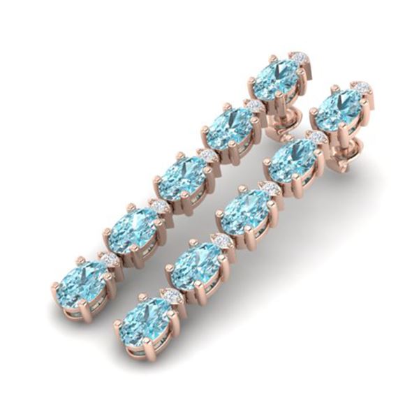 10.36 ctw Sky Blue Topaz & VS/SI Certified Diamond Earrings 10k Rose Gold - REF-41K3Y