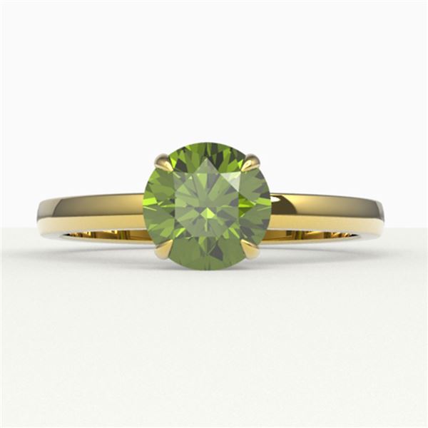 2 ctw Green Tourmaline Designer Engagment Ring 18k Yellow Gold - REF-40H9R