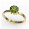 Image 2 : 2 ctw Green Tourmaline Designer Engagment Ring 18k Yellow Gold - REF-40H9R