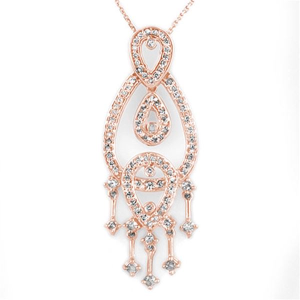 1.0 ctw Certified VS/SI Diamond Necklace 14k Rose Gold - REF-86Y9X