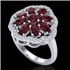 Image 1 : 3 ctw Garnet & VS/SI Diamond Cluster Designer Ring 10k White Gold - REF-49N3F