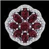 Image 2 : 3 ctw Garnet & VS/SI Diamond Cluster Designer Ring 10k White Gold - REF-49N3F