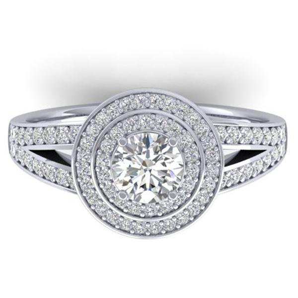 1.15 ctw Certified VS/SI Diamond Art Deco Halo Ring 14k White Gold - REF-154M5G