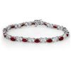 Image 1 : 8.55 ctw Ruby & Diamond Bracelet 14k White Gold - REF-105F5M