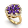 Image 1 : 3 ctw Amethyst & VS/SI Diamond Cluster Designer Ring 10k Yellow Gold - REF-49N3F