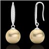 Image 2 : 0.18 ctw Micro Pave VS/SI Diamond with Pearl Earrings 18k White Gold - REF-25R9K