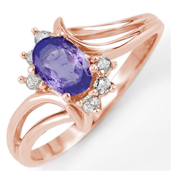 0.70 ctw Tanzanite & Diamond Ring 14k Rose Gold - REF-18X3A