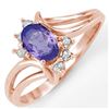 Image 1 : 0.70 ctw Tanzanite & Diamond Ring 14k Rose Gold - REF-18X3A