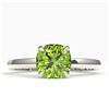 Image 1 : 2 ctw Cushion Cut Peridot Solitaire Engagment Ring 18k White Gold - REF-25M9G