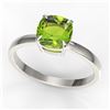 Image 2 : 2 ctw Cushion Cut Peridot Solitaire Engagment Ring 18k White Gold - REF-25M9G