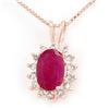 Image 1 : 1.90 ctw Ruby & Diamond Pendant 14k Rose Gold - REF-24A5N