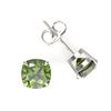 Image 2 : 4 ctw Cushion Green Tourmaline Designer Stud Earrings 18k White Gold - REF-47Y2X