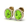 Image 1 : 5.50 ctw Peridot & Micro VS/SI Diamond Halo Earrings 18k Yellow Gold - REF-56M2G