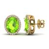 Image 2 : 5.50 ctw Peridot & Micro VS/SI Diamond Halo Earrings 18k Yellow Gold - REF-56M2G