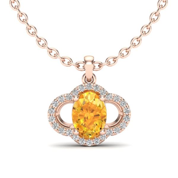 1.75 ctw Citrine & Micro Pave VS/SI Diamond Necklace 10k Rose Gold - REF-22G3W