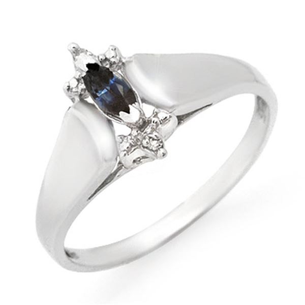 0.33 ctw Blue Sapphire & Diamond Ring 10k White Gold - REF-10F9M