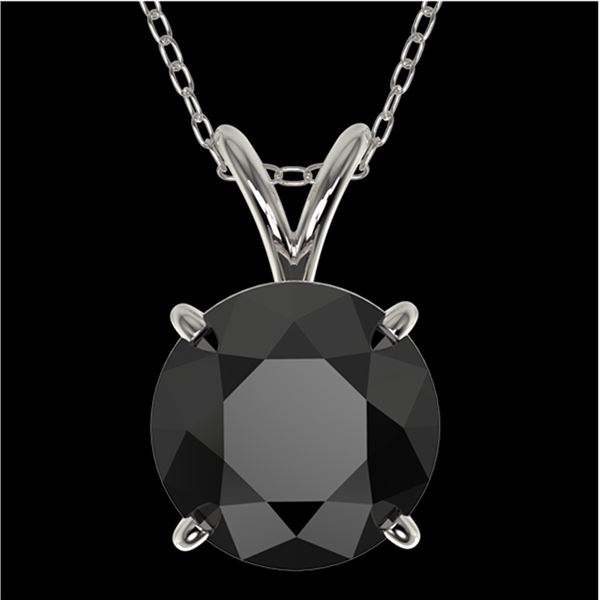 2 ctw Fancy Black Diamond Solitaire Necklace 10k White Gold - REF-35W6H