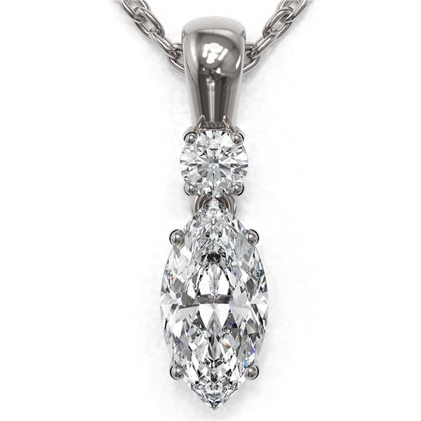 0.6 ctw Marquise Cut Diamond Designer Necklace 18K White Gold - REF-89H6R