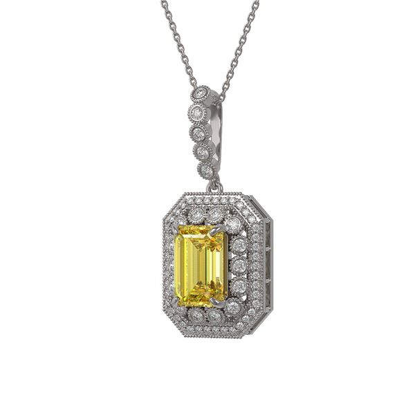 5.82 ctw Canary Citrine & Diamond Victorian Necklace 14K White Gold - REF-172R8K
