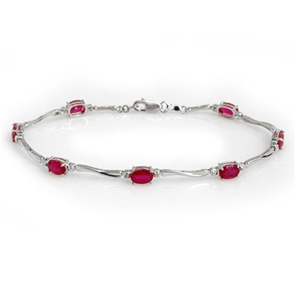 5.02 ctw Ruby & Diamond Bracelet 10k White Gold - REF-40N8F