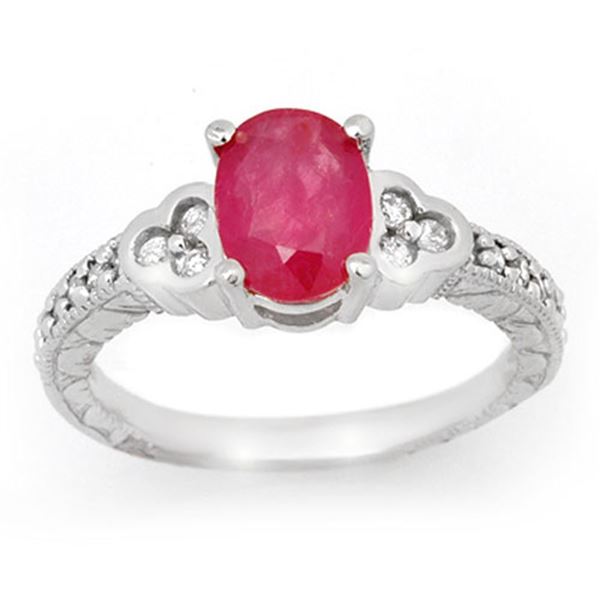 2.31 ctw Ruby & Diamond Ring 18k White Gold - REF-75X5A