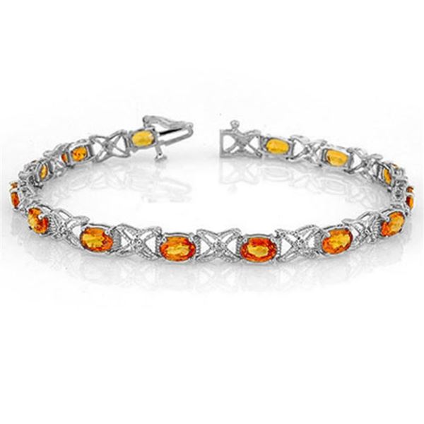 10.15 ctw Orange Sapphire & Diamond Bracelet 18k White Gold - REF-152R8K