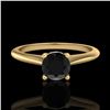 Image 2 : 0.56 ctw Fancy Black Diamond Engagment Art Deco Ring 18k Yellow Gold - REF-30A2N