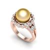 Image 2 : 0.83 CT Micro Pave VS/SI Diamond & Golden Pearl Ring 14k Rose Gold - REF-55W5H