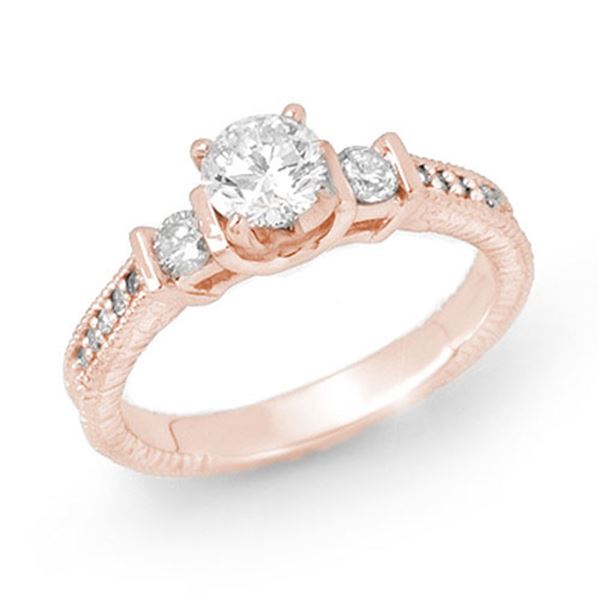 0.90 ctw Certified VS/SI Diamond Solitaire Ring 14k Rose Gold - REF-131A8N