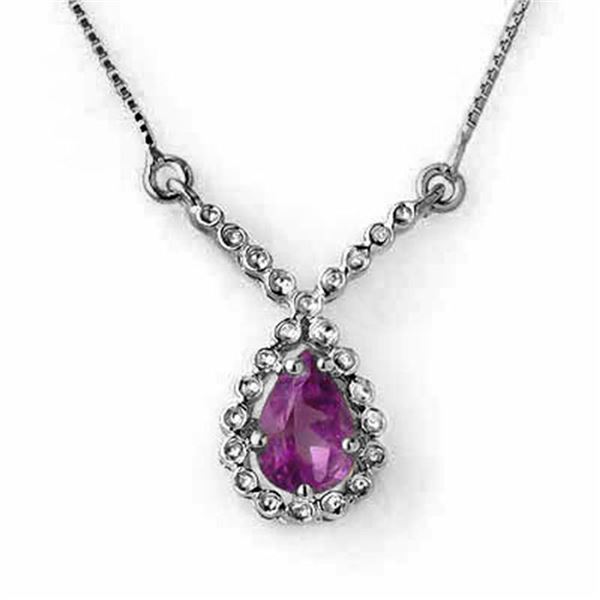 0.60 ctw Amethyst Necklace 14k White Gold - REF-17G8W