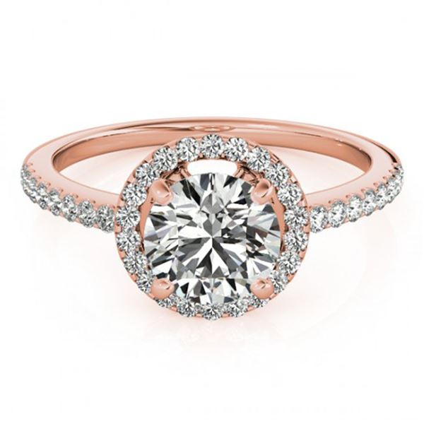 0.9 ctw Certified VS/SI Diamond Halo Ring 18k Rose Gold - REF-99H3R