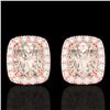 Image 1 : 2.50 ctw Morganite & Micro Pave VS/SI Diamond Earrings 10k Rose Gold - REF-48A6N