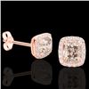 Image 2 : 2.50 ctw Morganite & Micro Pave VS/SI Diamond Earrings 10k Rose Gold - REF-48A6N