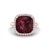 Image 1 : 6 ctw Garnet & Micro Pave Halo VS/SI Diamond Ring 14k Rose Gold - REF-38H2R