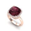 Image 2 : 6 ctw Garnet & Micro Pave Halo VS/SI Diamond Ring 14k Rose Gold - REF-38H2R