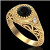 Image 1 : 1.07 ctw Fancy Black Diamond Engagment Art Deco Ring 18k Yellow Gold - REF-56M2G